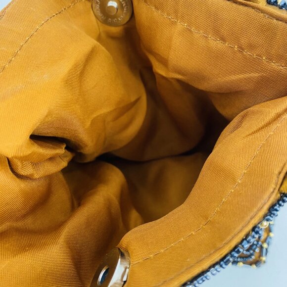 Vintage Embroidered Beaded Mirror Purse Evening Bag Copper Magnetic Close - Picture 6 of 9